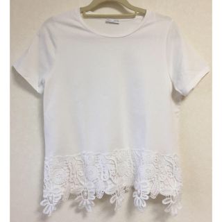 ザラ(ZARA)のZARA 裾レース 白Tシャツ(Tシャツ(半袖/袖なし))