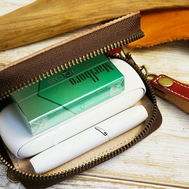 iQOS glo タバコ ファスナーレザーケース インディアン ボルドー