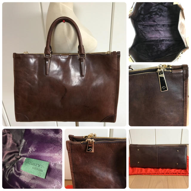 aniary(アニアリ)のアニアリ Aniaryブリーフケーストート中古02-02001ブラウン状態良好 メンズのバッグ(ビジネスバッグ)の商品写真
