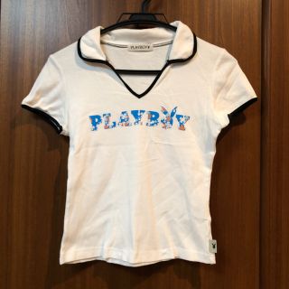 プレイボーイ(PLAYBOY)のプレイボーイの白のロゴポロシャツ ＊.(ポロシャツ)