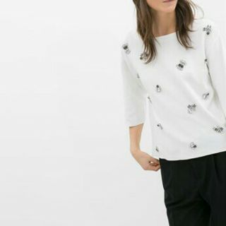 ザラ(ZARA)のザラ ビジュートップス(カットソー(半袖/袖なし))