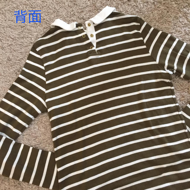 PETIT BATEAU(プチバトー)の【プチバトー】長袖 カーキ×白ボーダー キッズ/ベビー/マタニティのキッズ服女の子用(90cm~)(Tシャツ/カットソー)の商品写真