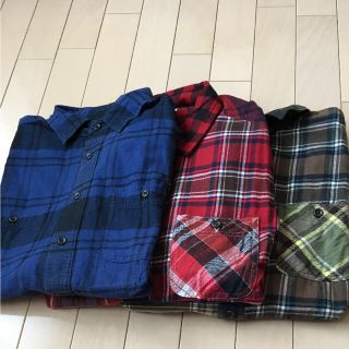 ユニクロ(UNIQLO)のUNIQLOフランネルシャツMとデニムダンガリー  110(シャツ)