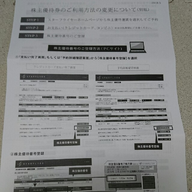 スターフライヤー株主優待券 チケットの乗車券/交通券(航空券)の商品写真