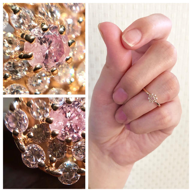 ※めぐ様専用※【SALE】天然ピンクダイヤモンドフラワー！K18PGリング レディースのアクセサリー(リング(指輪))の商品写真