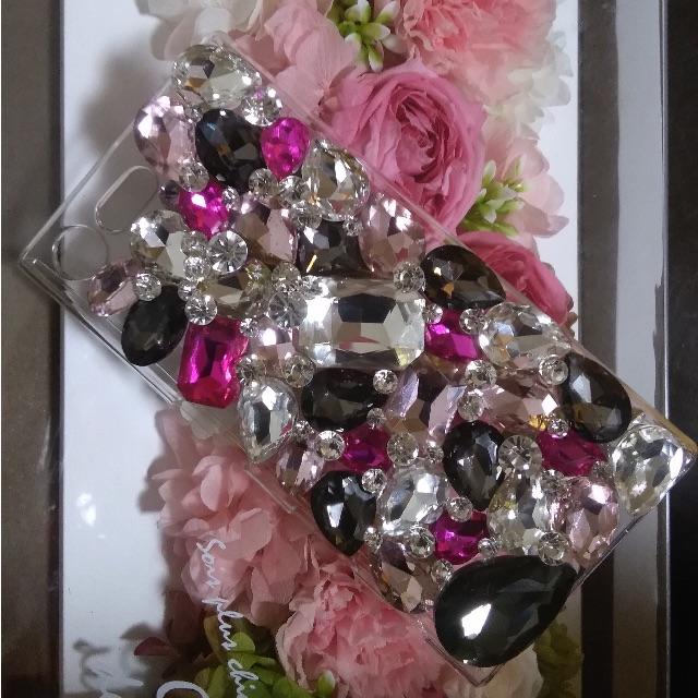 キラキラガラスBIJOUX♡iphoneケースカバー ハンドメイドのスマホケース/アクセサリー(スマホケース)の商品写真