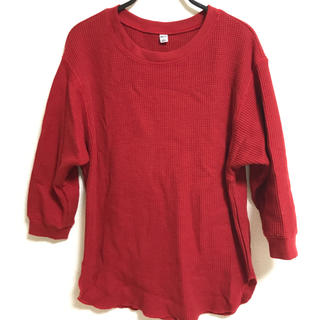 ユニクロ(UNIQLO)のUNIQLOユニクロワッフルT 七分袖 赤レッド(Tシャツ(長袖/七分))