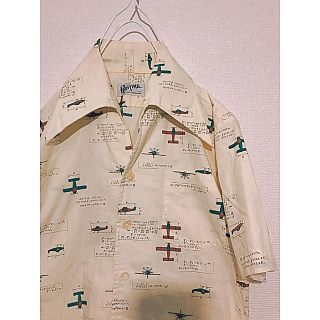 サンタモニカ(Santa Monica)の90s old 古着 レトロな飛行機柄シャツ(シャツ)