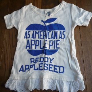 レディーアップルシード(REDDY APPLESEED)の値下げ💴⤵️アップルシード🍏レースTシャツ100 ブルー  白  リンゴ(Tシャツ/カットソー)