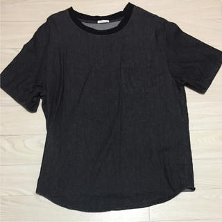 ジーユー(GU)のカットソー 半袖 胸 ポケット 無地 ブラック メンズ サイズS(Tシャツ/カットソー(半袖/袖なし))