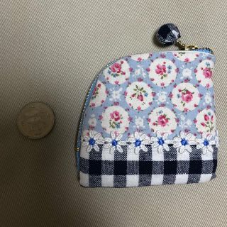 ハンドメイド 小物入れ  コインケース  花柄 チェック(ポーチ)