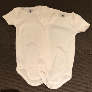 プチバトー(PETIT BATEAU)の新品 半袖ロンパース 肌着2枚セット(肌着/下着)