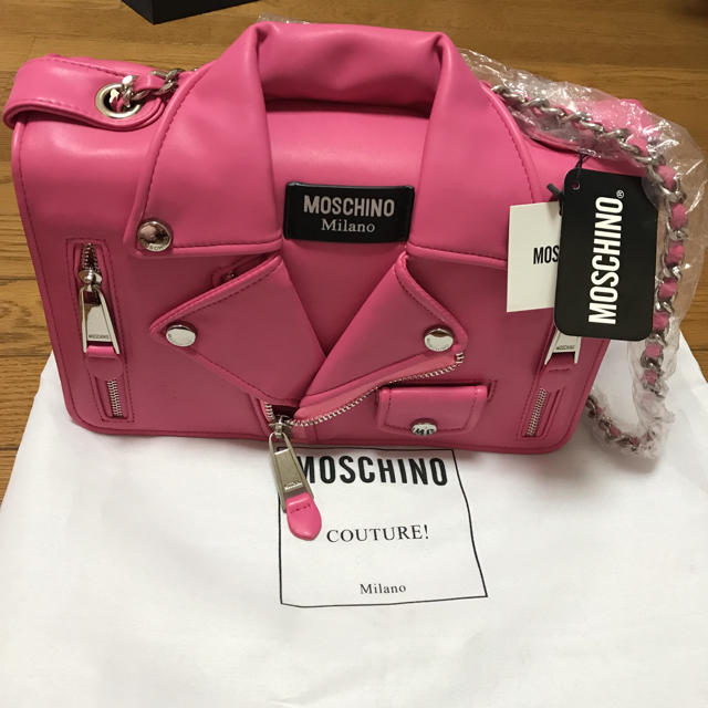 カード類保存袋ですMOSCHINレザーライダースジャケットショルダーバッグ