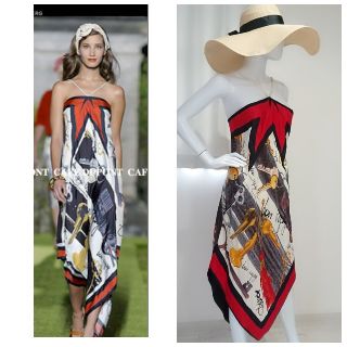 ダイアンフォンファステンバーグ(DIANE von FURSTENBERG)のＤＶＦ♥ランウェイ　スカーフ柄　リゾート　シルク　ワンピース(ロングワンピース/マキシワンピース)