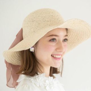 トッコ(tocco)のトッコクローゼット シフォンリボンつきストローハット♡(麦わら帽子/ストローハット)