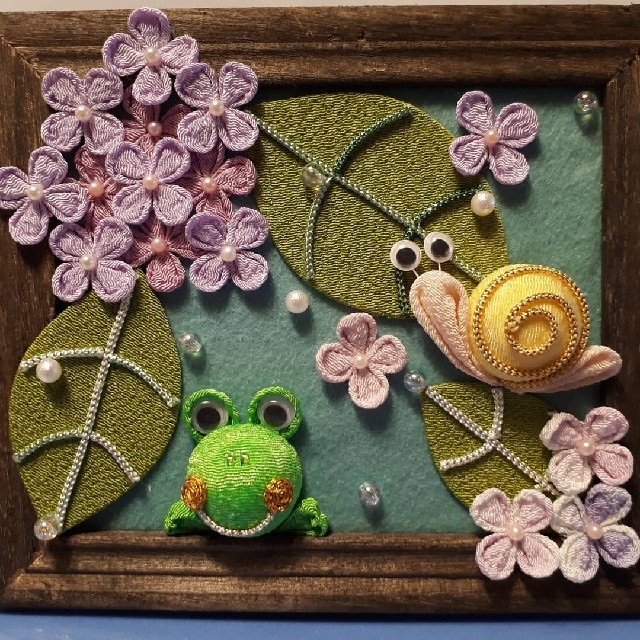 つまみ細工 紫陽花とかたつむりとカエルの通販 By グレヨン S Shop ラクマ