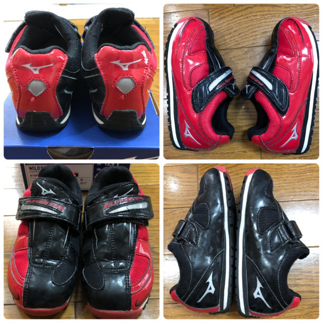 MIZUNO(ミズノ)のミズノ キッズシューズ ワイルドキッズスター 3 レッド×シルバー 17.5 キッズ/ベビー/マタニティのキッズ靴/シューズ(15cm~)(スニーカー)の商品写真