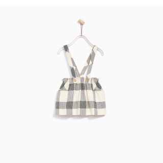 ザラキッズ(ZARA KIDS)のzara サスペンダー付きチェック柄スカート サイズ92(スカート)