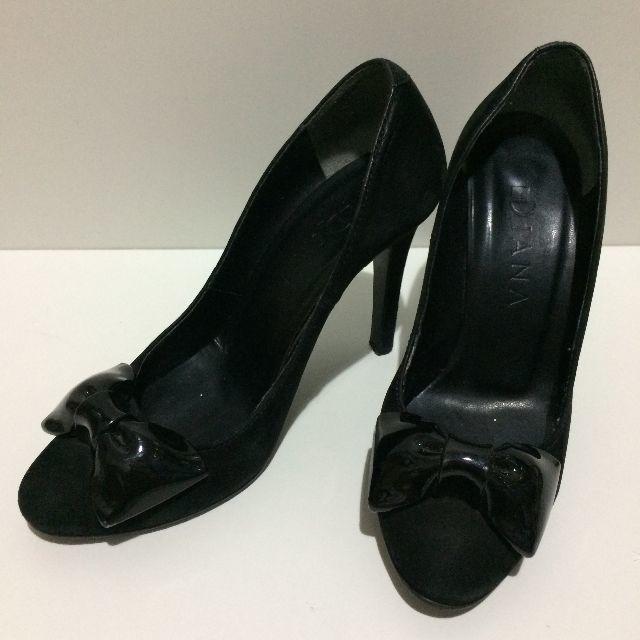 DIANA(ダイアナ)のDIANAダイアナスウェードレザーパンプスリボン22ブラック靴ピンヒール9cm レディースの靴/シューズ(ハイヒール/パンプス)の商品写真