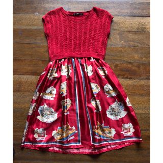 ドットアンドストライプスチャイルドウーマン(Dot&Stripes CHILDWOMAN)のチャイルドウーマン スカーフプリント ドッキングワンピース(ひざ丈ワンピース)