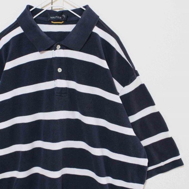 NAUTICA(ノーティカ)のUS ノーティカ NAVY WH 半袖 basic ボーダー ポロシャツ XXL メンズのトップス(ポロシャツ)の商品写真