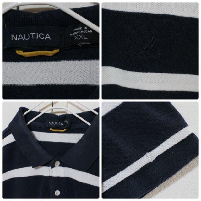 NAUTICA(ノーティカ)のUS ノーティカ NAVY WH 半袖 basic ボーダー ポロシャツ XXL メンズのトップス(ポロシャツ)の商品写真