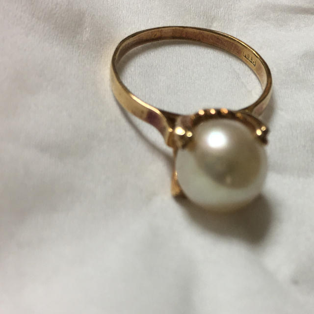 値下げK18 真珠指輪 アクセサリー リング 結婚 カップル  シルバー パール レディースのアクセサリー(リング(指輪))の商品写真