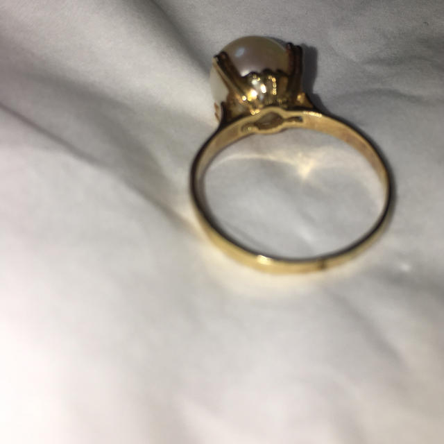 値下げK18 真珠指輪 アクセサリー リング 結婚 カップル  シルバー パール レディースのアクセサリー(リング(指輪))の商品写真