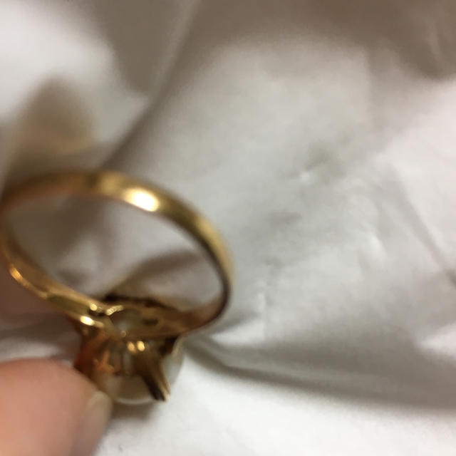 値下げK18 真珠指輪 アクセサリー リング 結婚 カップル  シルバー パール レディースのアクセサリー(リング(指輪))の商品写真