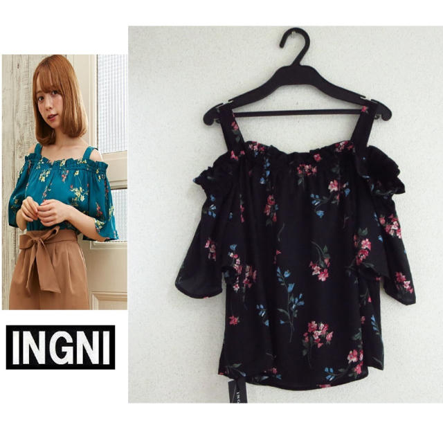 INGNI(イング)の新品★INGNIイング★花柄JZ肩開きオフショルダー/レディーストップス レディースのトップス(カットソー(半袖/袖なし))の商品写真