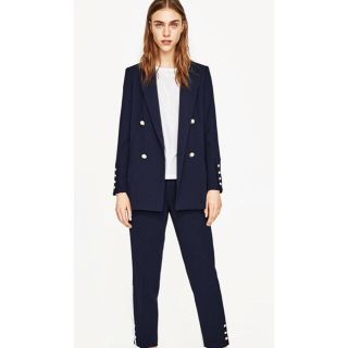 ザラ(ZARA)のザラパールボタンネイビージャケット美品(テーラードジャケット)