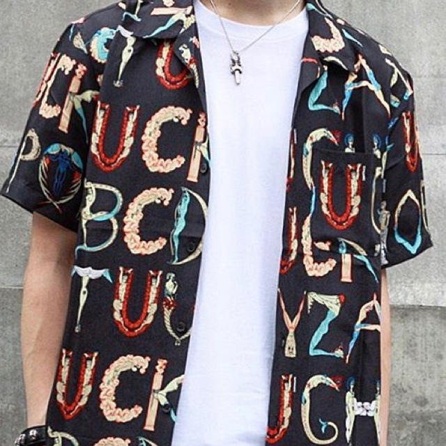 supreme alphabet silk shirt☆M☆黒☆シャツ☆新品 | フリマアプリ ラクマ