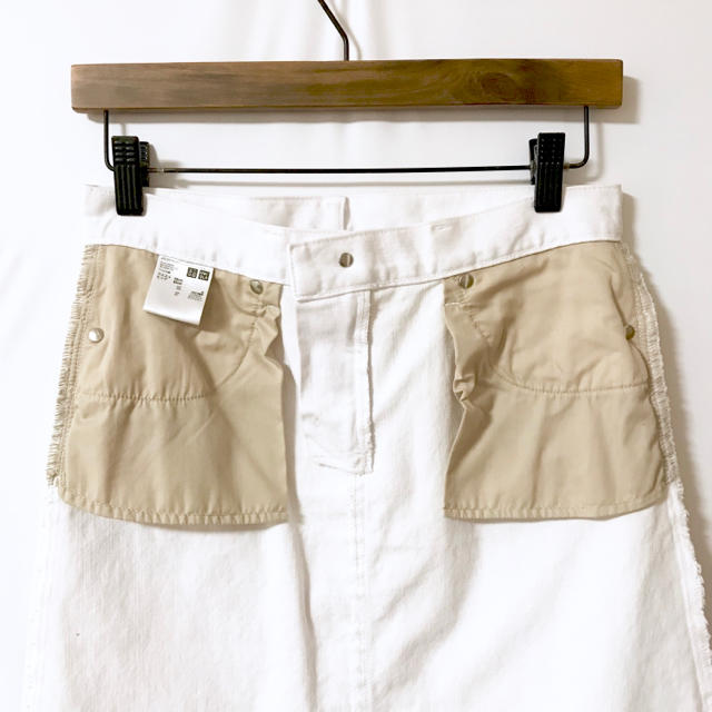 UNIQLO(ユニクロ)の新品未使用・美品■白デニムスカート レディースのスカート(ひざ丈スカート)の商品写真