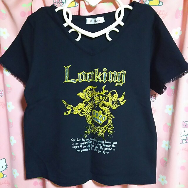 新品同様＊王冠プリント＆袖レース＊Tシャツ
カットソー＊3L~4L  レディースのトップス(Tシャツ(半袖/袖なし))の商品写真