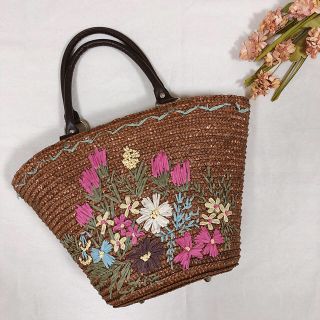 アンクルージュ(Ank Rouge)のAnk Rouge＊刺繍かごバッグ(かごバッグ/ストローバッグ)