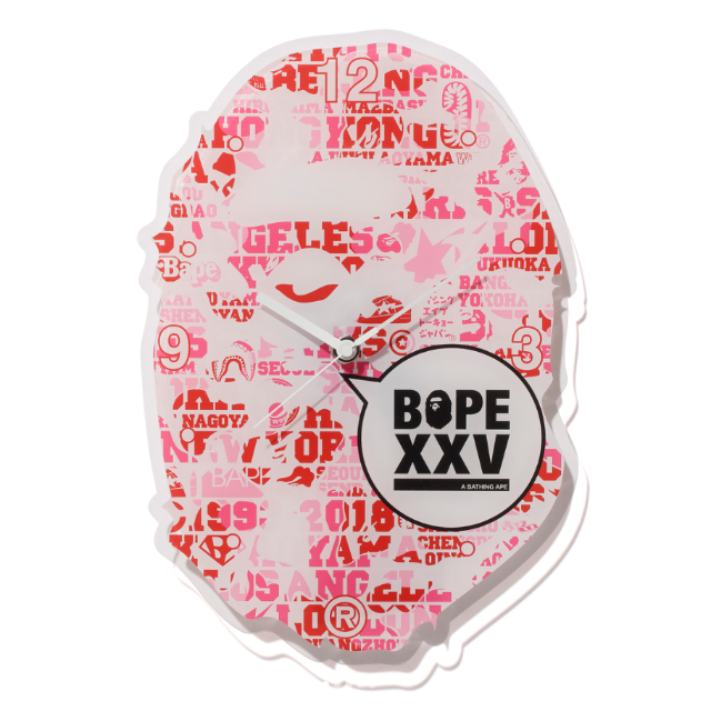 A BATHING APE(アベイシングエイプ)のBAPE XXV APE HEAD WALL CLOCK PINGピンク エイプ インテリア/住まい/日用品のインテリア小物(掛時計/柱時計)の商品写真