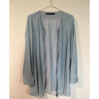 ザラ(ZARA)のZARA ノーカラー デニム 羽織り(ノーカラージャケット)