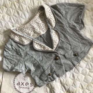 アクシーズファム(axes femme)の【axes femme】レース衿バックフリル半袖ジャケットMグレー ボレロ 綿(ボレロ)