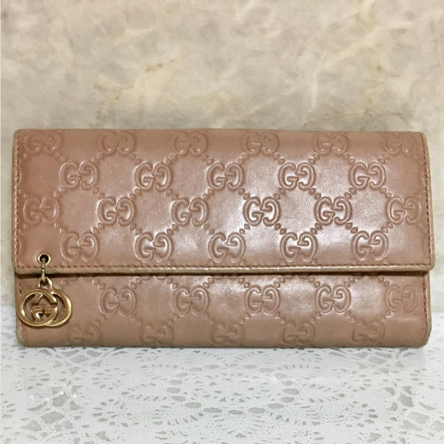 Gucci - 正規品 グッチ 長財布 シマ レザー GG ピンク ゴールド 金 革 ロゴ の通販 by ☆ハーベスト☆｜グッチならラクマ