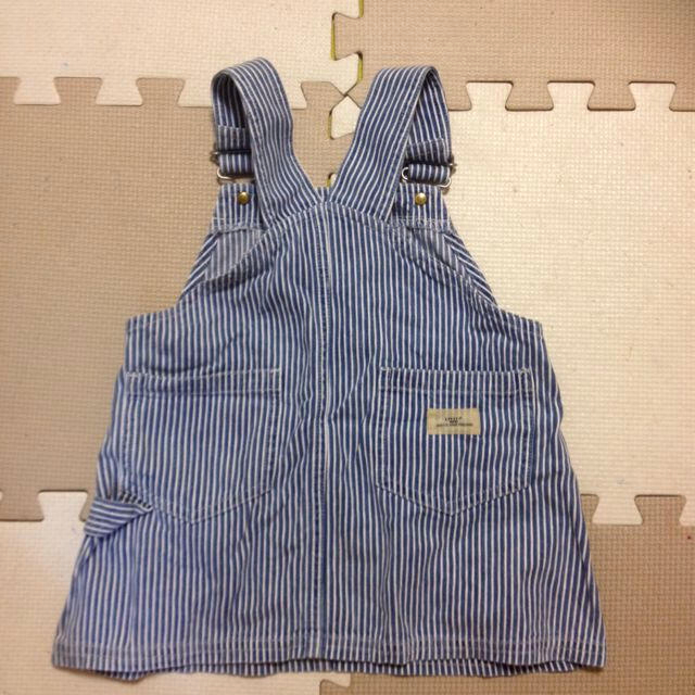 ストライプ  ジャンパースカート 95 キッズ/ベビー/マタニティのキッズ服女の子用(90cm~)(その他)の商品写真