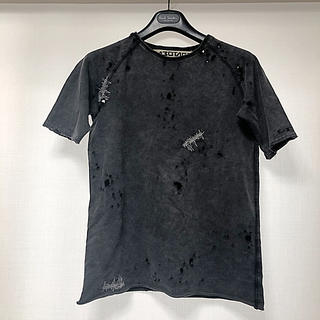 サボタージュ(sabotage)のSABOTAGE クラッシュTシャツ くすみブラック XS 美品(Tシャツ/カットソー(半袖/袖なし))