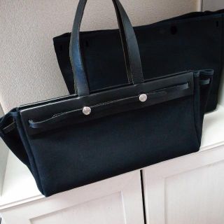 エルメス(HERMES)の正規品♡最安値♡エルメス　エールバッグカバス　黒　キャンバス　バッグ　財布(ハンドバッグ)