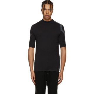 ワイスリー(Y-3)の新古品Y-3SPORTMERINOSSTEE5分袖モックネックメッシュシャツS (Tシャツ/カットソー(半袖/袖なし))