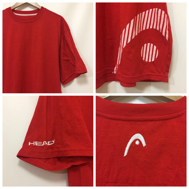 HEAD(ヘッド)のHEADヘッド スポーツウェア Tシャツ プリントT 赤レッド XL US古着 メンズのトップス(Tシャツ/カットソー(半袖/袖なし))の商品写真