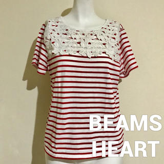 ビームス(BEAMS)のBEAMS HEART レース切り替え ボーダー カットソー(カットソー(半袖/袖なし))
