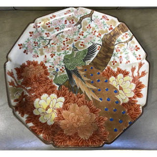 クタニセイヨウ(九谷青窯)の本日限定 お値下げ  九谷の手描き大きな飾り皿(陶芸)