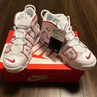 ナイキ(NIKE)の25.5cm ナイキ エアモアアップテンポ 白赤 新品未使用(スニーカー)