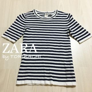 ザラ(ZARA)のZARA クルーネックボーダーニットTOP(Tシャツ(半袖/袖なし))