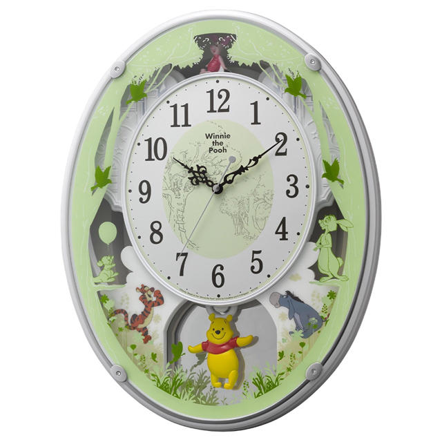 【5％OFF】 くまのプーさん Disney 時計 専用 電波 キャラクター からくり 掛時計/柱時計