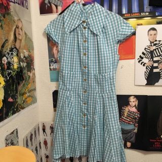 ヴィヴィアンウエストウッド(Vivienne Westwood)のヴィヴィアンウエストウッド ギンガムチェック ワンピース 水色 ブルー(ひざ丈ワンピース)